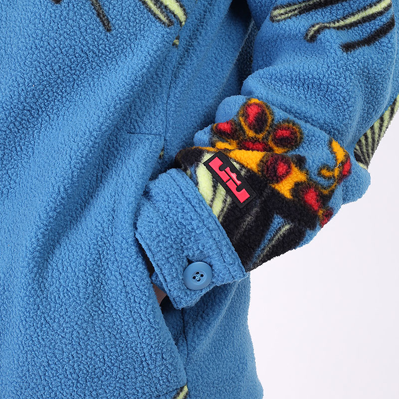 мужская голубая куртка Nike LeBron Sherpa Button-Down Jacket DA6707-469 - цена, описание, фото 4